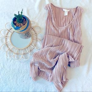 H&M Light Pink Accordion Pleat Tank Dress Size Medium